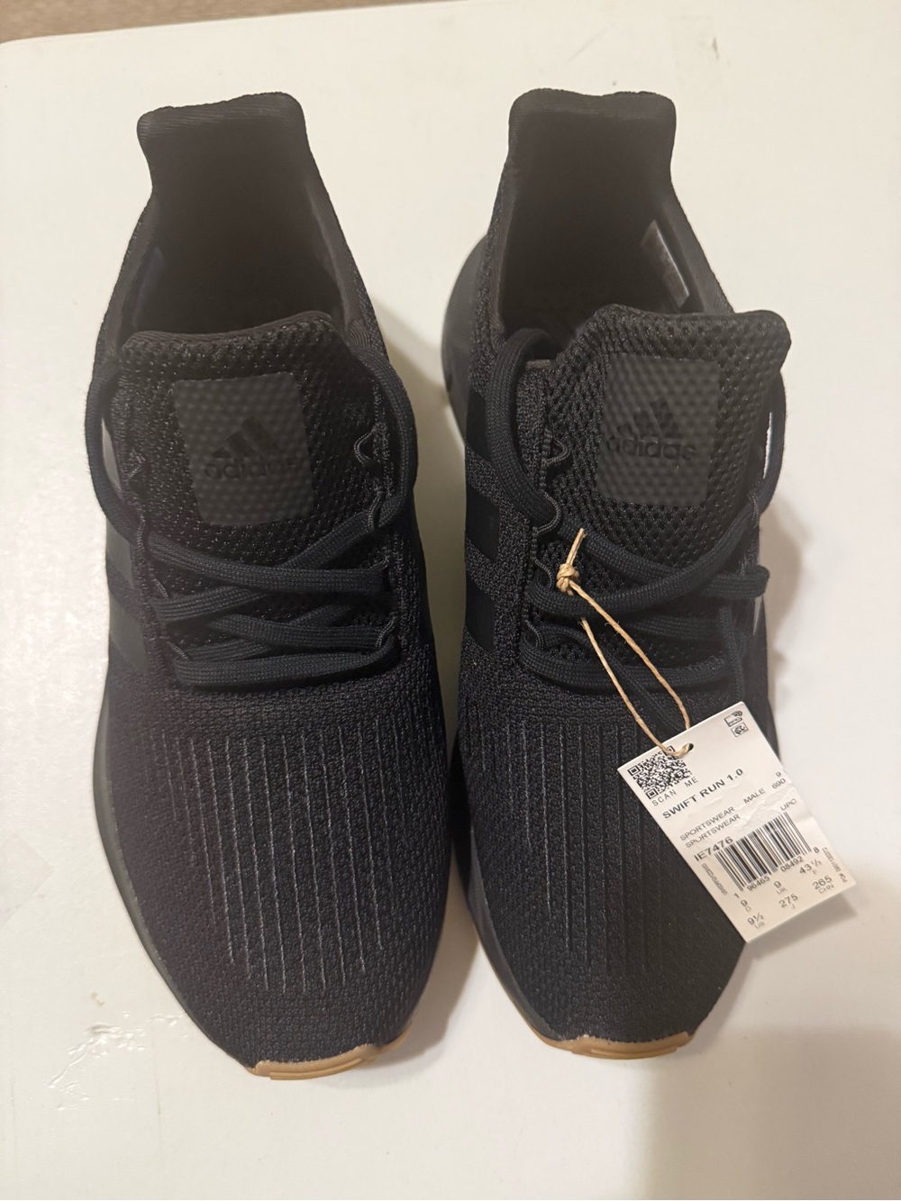 Adidas Men’s Black Knit Sneakers with Gum bottom
